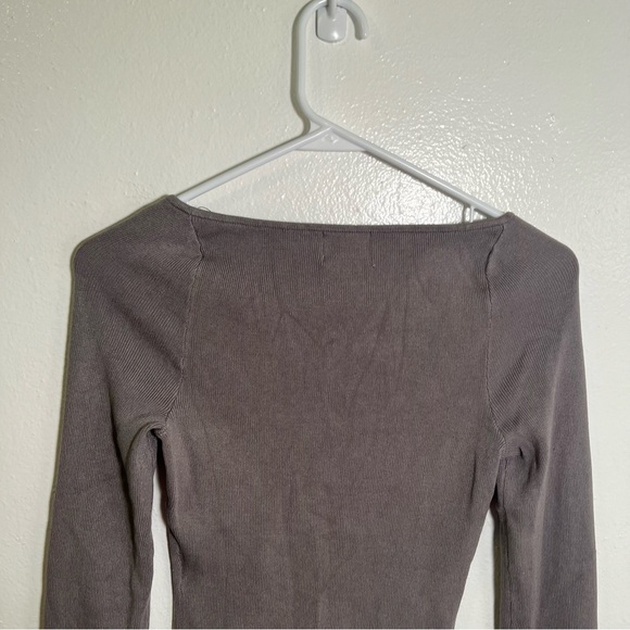 H&M Square-Neck Crop Top Brown Gray M - Picture 5 of 8